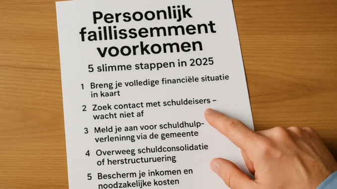 Persoonlijk faillissement voorkomen Persoonlijk faillissement voorkomen